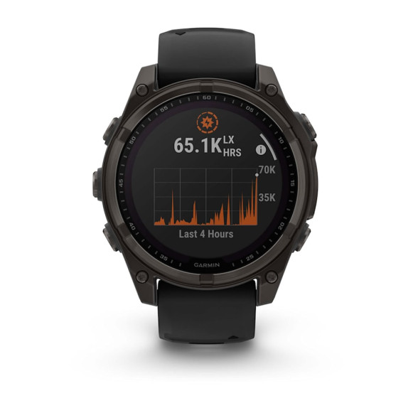 Умные часы Garmin Fenix 8 47mm Sapphire Solar Carbon Grey DLC Титановые с черным ремешком